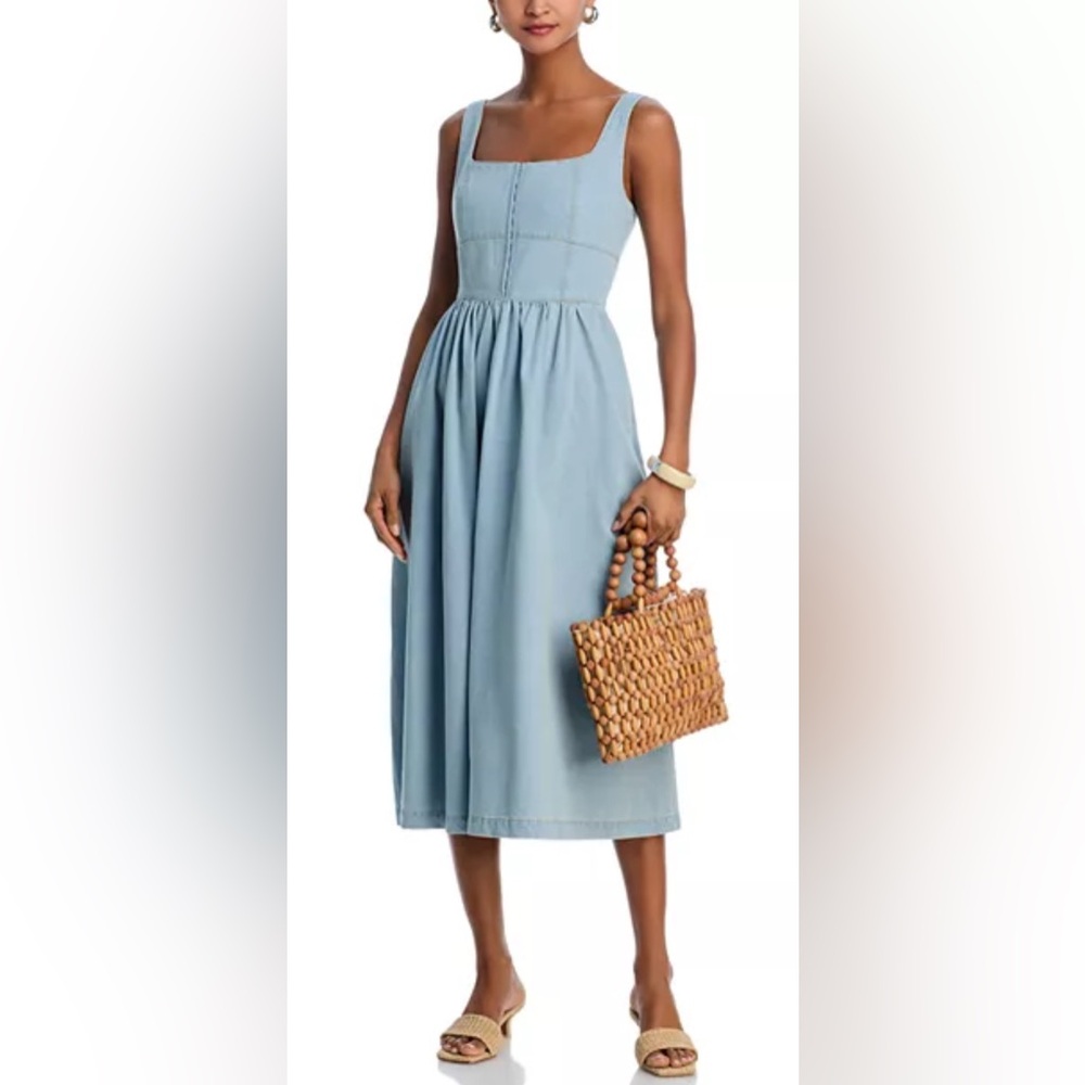 AQUA Denim Tank Midi Dress | size L